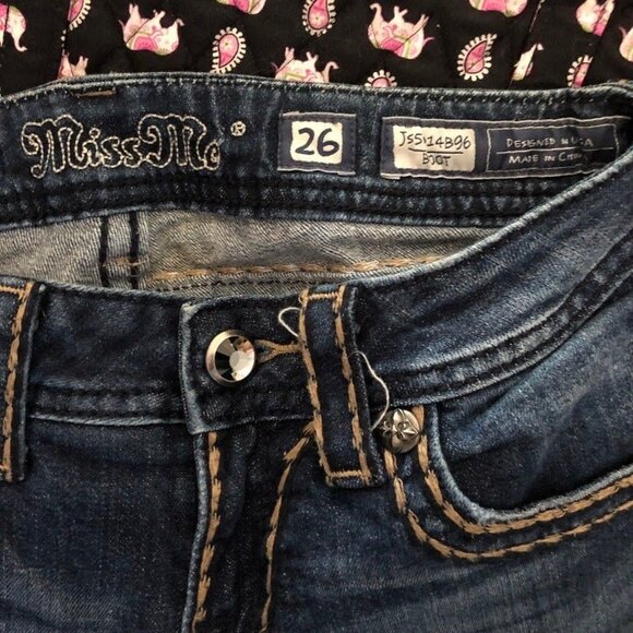 Miss Me sz 26 Thick Stitch Flap Pocket Boot Cut Jeans - Picture 6 of 11